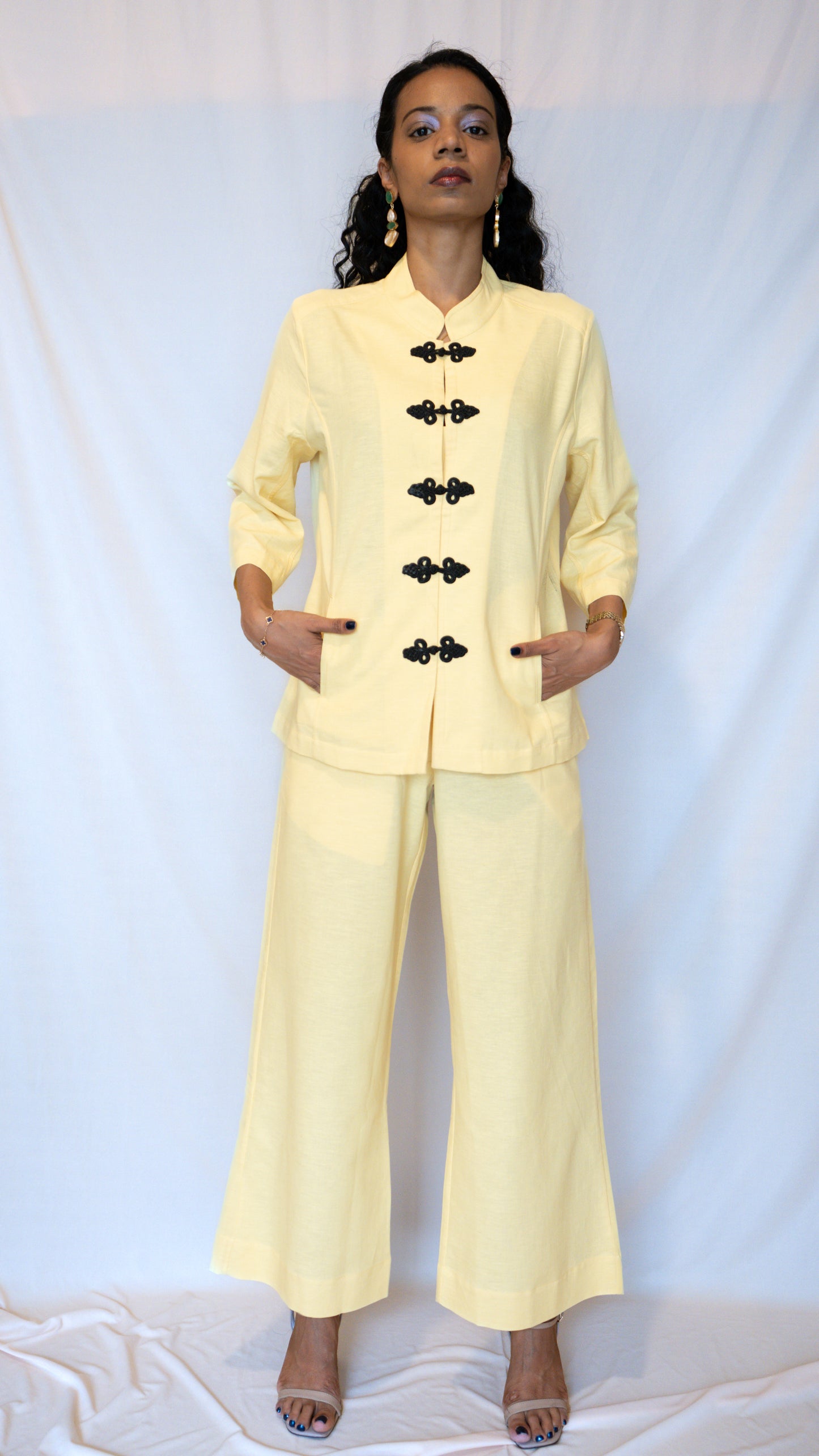 Butter Yellow Chinese Jacket Co-ord Set