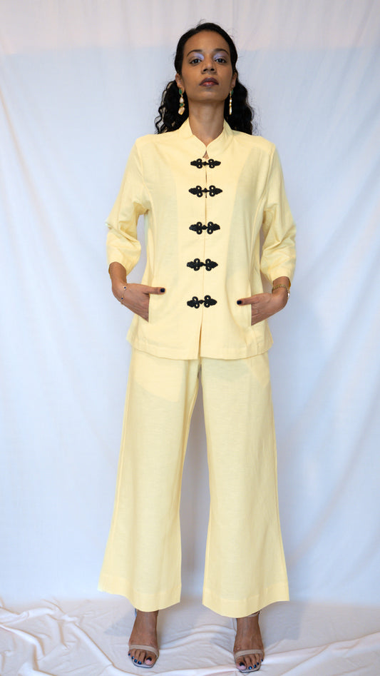 Butter Yellow Chinese Jacket Co-ord Set