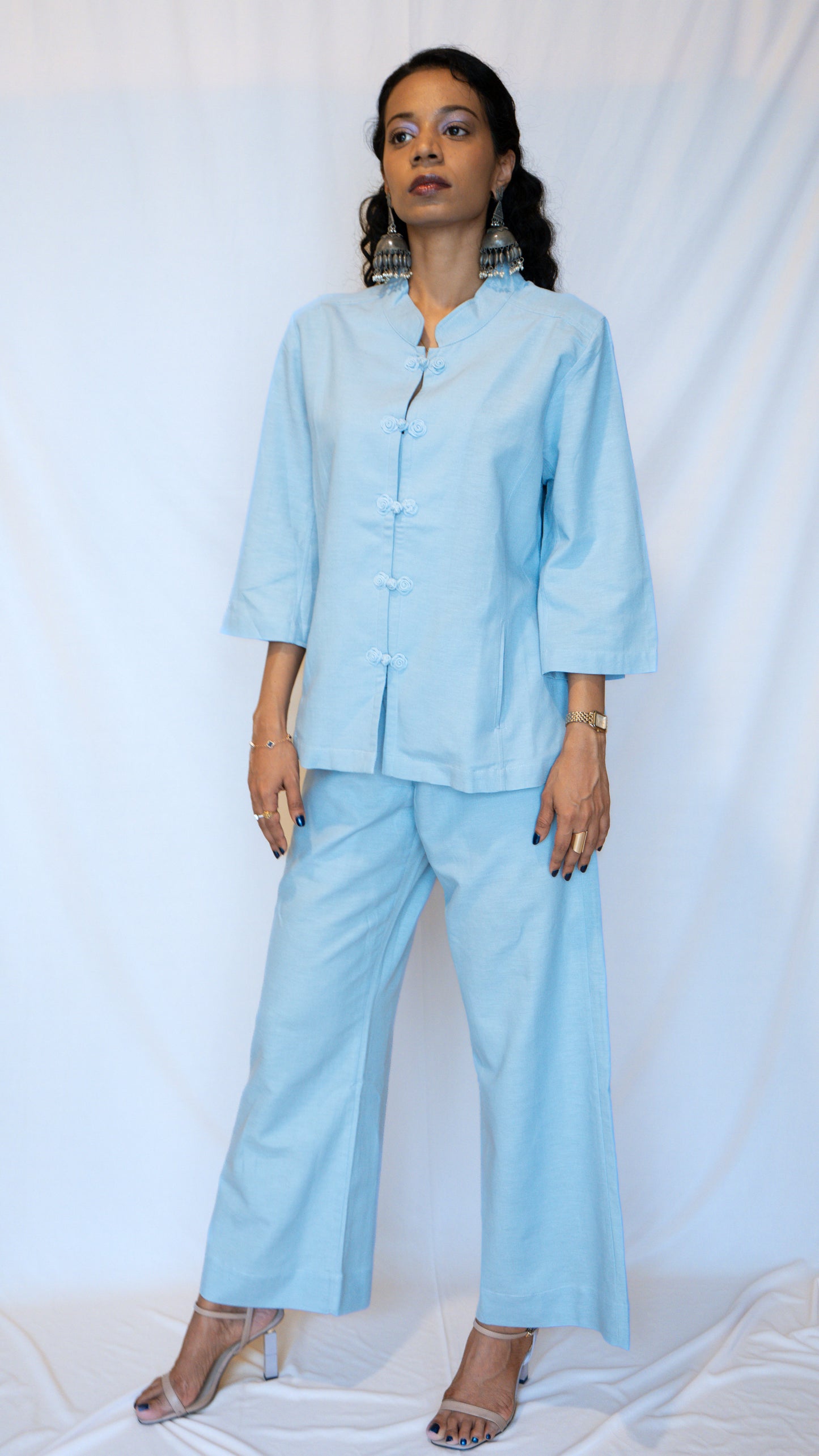 Powder Blue Chinese Jacket Co-ord Set