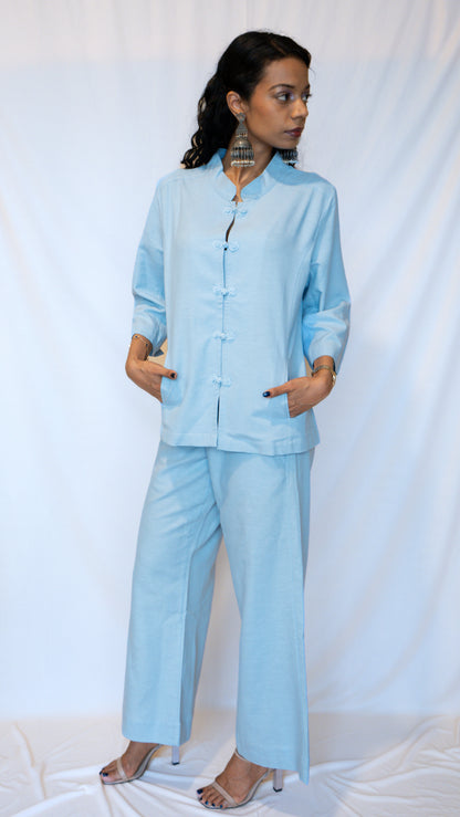Powder Blue Chinese Jacket Co-ord Set