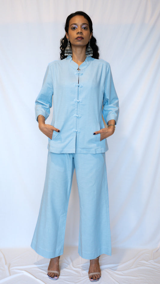 Powder Blue Chinese Jacket Co-ord Set